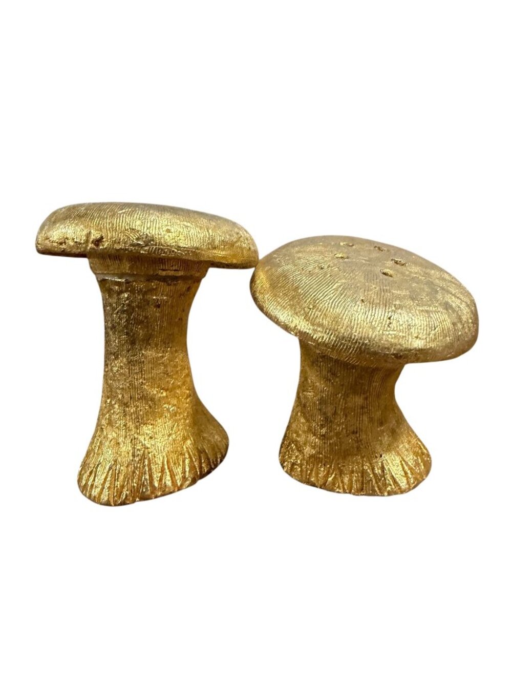 1950’s 24 Kt Gold Plated Mushroom Salt & Pepper Shakers Signed The Bucklers